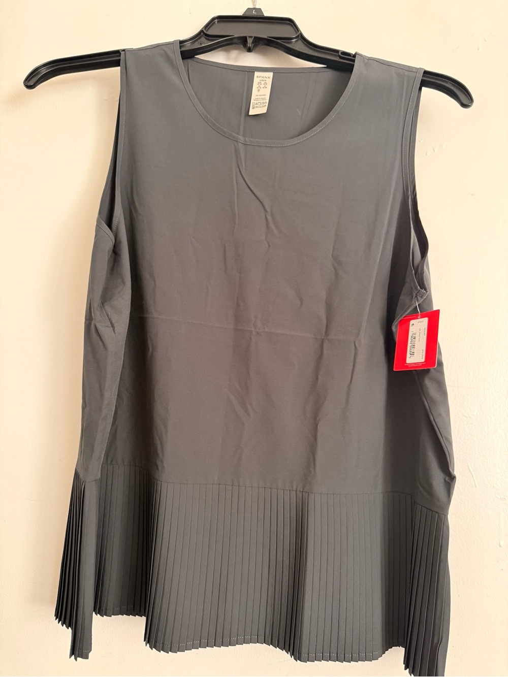Sleeveless Pleated Hem Tank Top - Pine Green/Gray